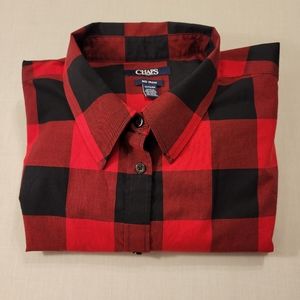 Chaps Red/Black Plaid Shirt Mens Sz XL